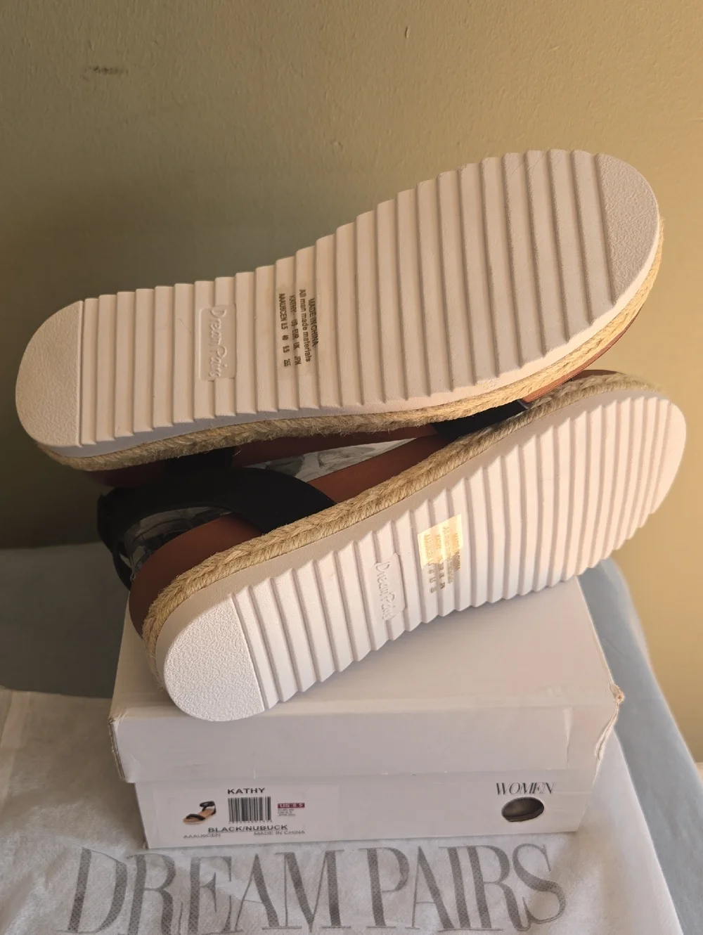 Dream Pairs Black Espadrille Ankle-Strap  Sandals Sz 8.5